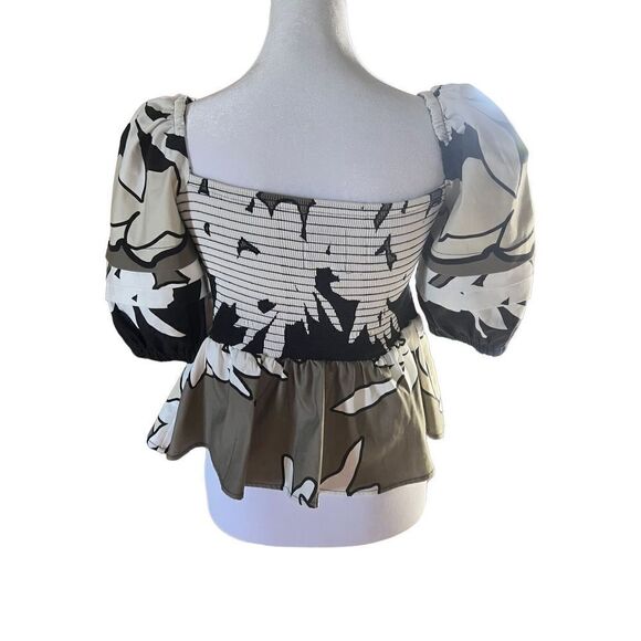 Autumn Adeigbo X Neiman Marcus Women's Puff Sleeve Smock Peplum Floral Top 8 NWT - Picture 4 of 8